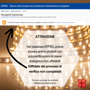 nel database eprel potete trovare prodotti con certificazioni non verificate